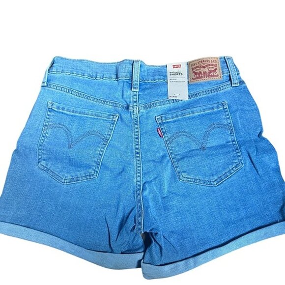 Levi's Jean Shorts Women's Size 30 Blue Mid-Length Denim Pockets - Picture 2 of 7